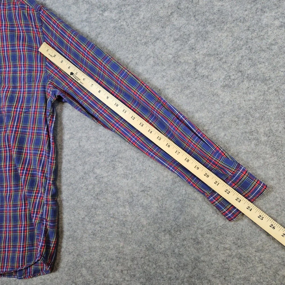J Crew Men's Blue & Red Plaid Brushed Twill Shirt Size M Slim Fit‎ 100% Cotton